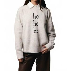NEW SUNDAY EDITION crew neck ho ho ho sweater in gray